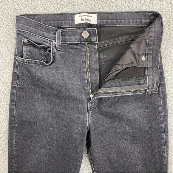 Reformation Women's Faded Black Destroyed High Rise & Skinny Jeans  |  Size: 29 - Picture 3 of 15